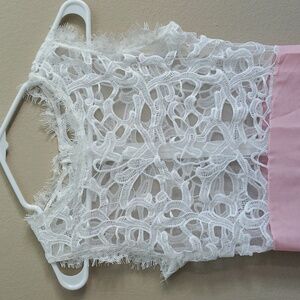 White lace and peach long summer dress